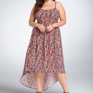 Torrid Floral Print Hi-Low Maxi Dress Size 1X